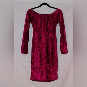 Omega Velvet Dress in Deep Burgundy